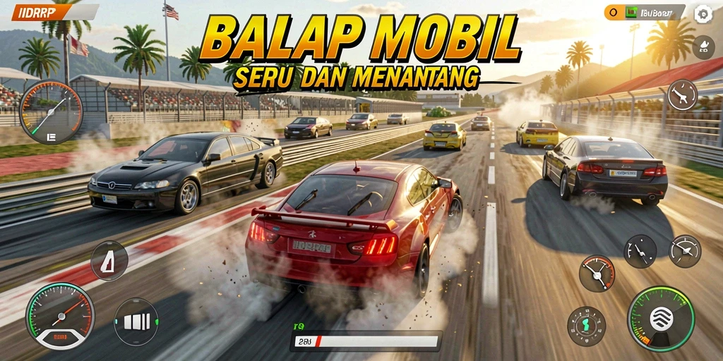 Gameplay seru dengan balapan mobil yang menantang.