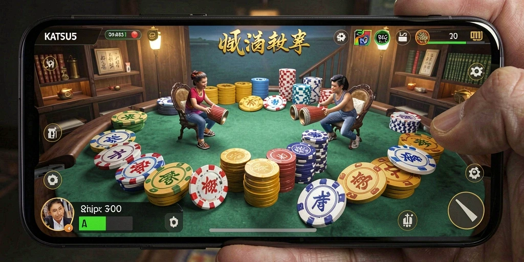 Tampilan menarik dari gameplay QiuQiu di KATSU5.