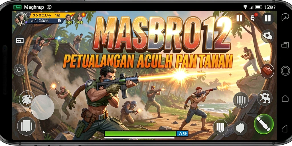Screenshot gameplay MASBRO12 menunjukkan pertempuran intens.