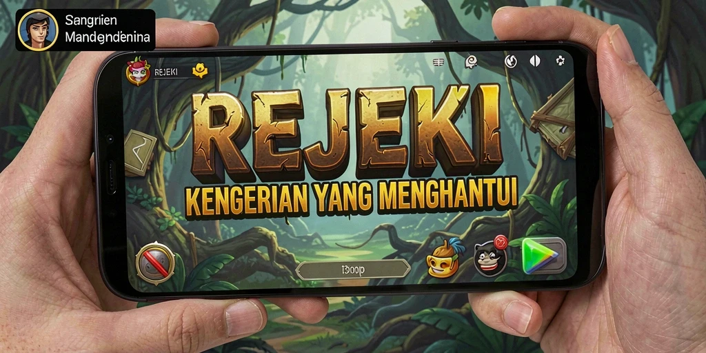 Screenshot gameplay REJEKI yang menampilkan momen mencekam di tengah kegelapan.