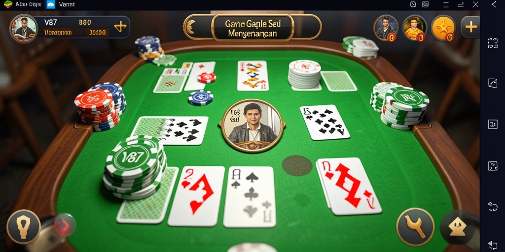 Screenshot gameplay V87 menampilkan momen seru saat bermain Gaple.